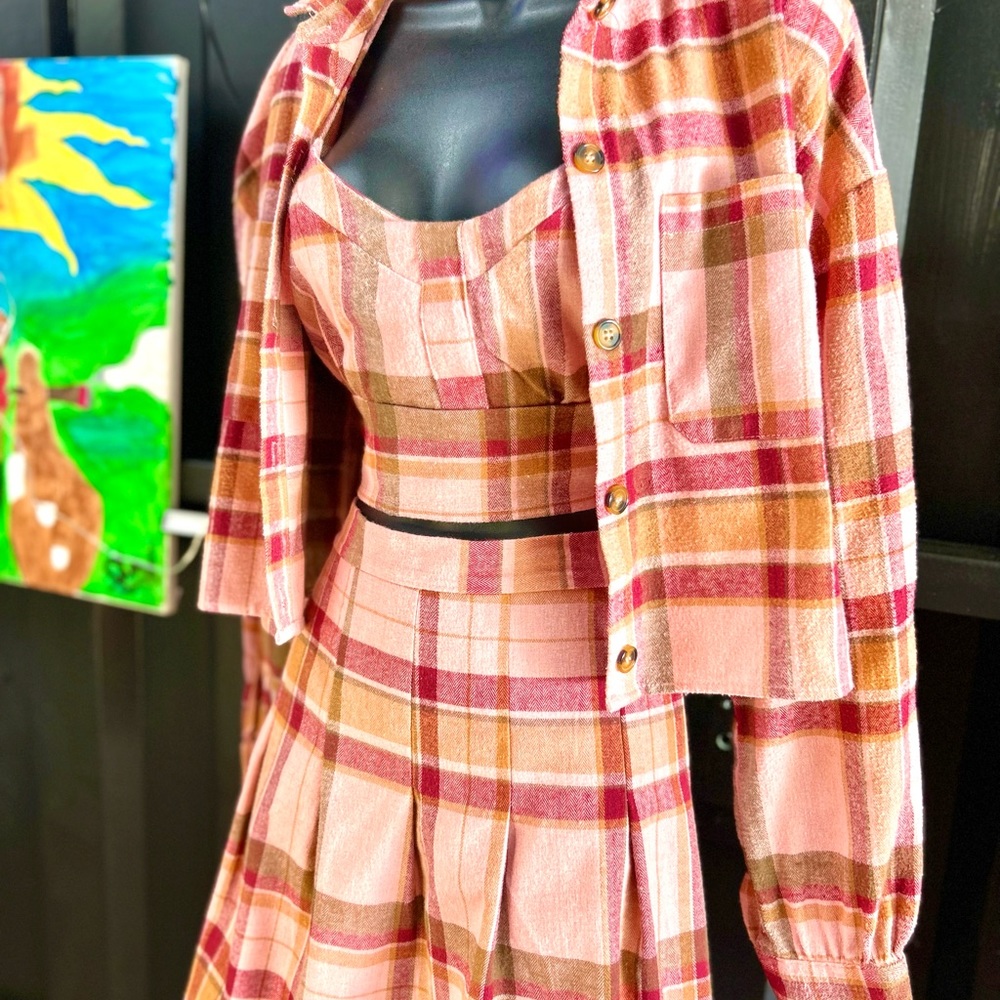 🌸🌺 Sexy Barbie school girl plaid 3 piece set